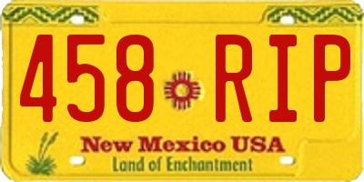 NM license plate 458RIP