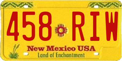 NM license plate 458RIW