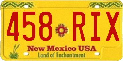 NM license plate 458RIX