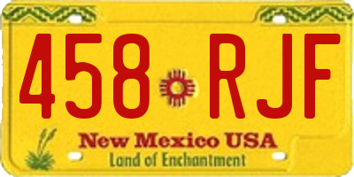 NM license plate 458RJF