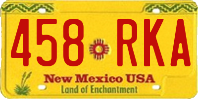 NM license plate 458RKA