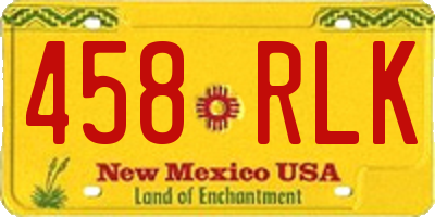 NM license plate 458RLK