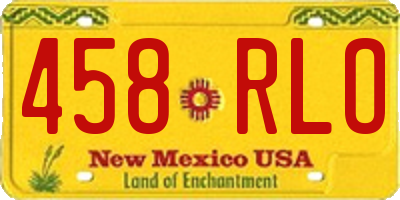 NM license plate 458RLO