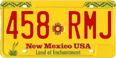 NM license plate 458RMJ