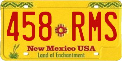 NM license plate 458RMS