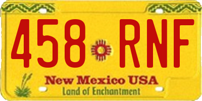 NM license plate 458RNF