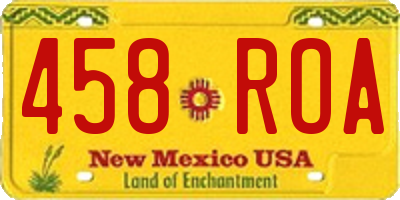 NM license plate 458ROA