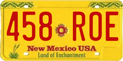 NM license plate 458ROE