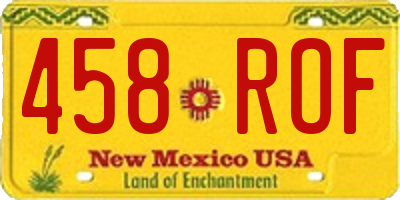 NM license plate 458ROF