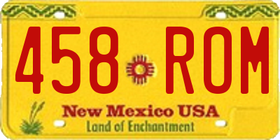 NM license plate 458ROM