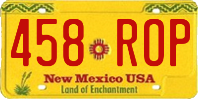 NM license plate 458ROP