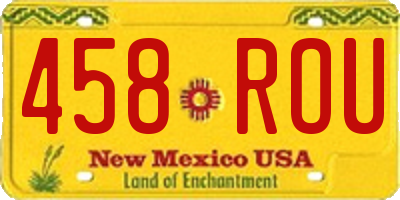 NM license plate 458ROU