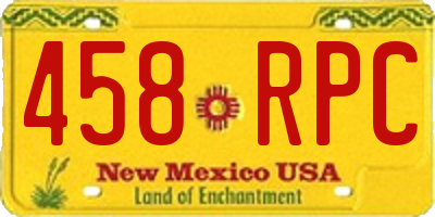 NM license plate 458RPC
