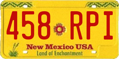 NM license plate 458RPI