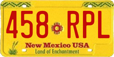 NM license plate 458RPL