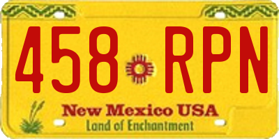 NM license plate 458RPN