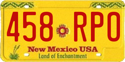 NM license plate 458RPO