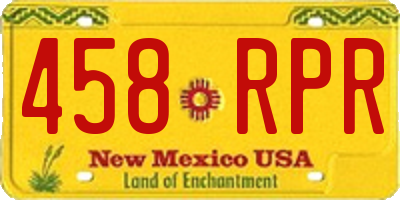 NM license plate 458RPR