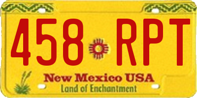 NM license plate 458RPT