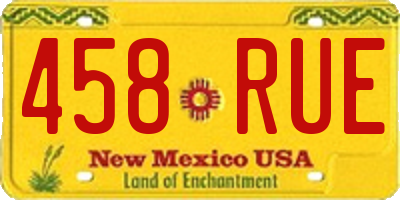 NM license plate 458RUE