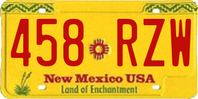 NM license plate 458RZW