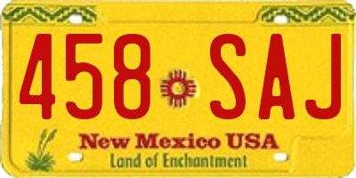 NM license plate 458SAJ