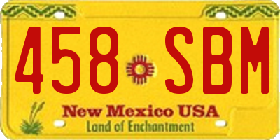 NM license plate 458SBM
