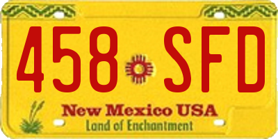 NM license plate 458SFD