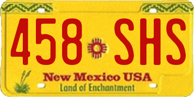 NM license plate 458SHS