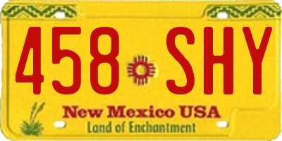 NM license plate 458SHY