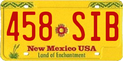 NM license plate 458SIB