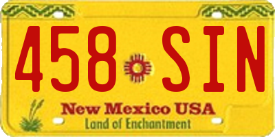 NM license plate 458SIN