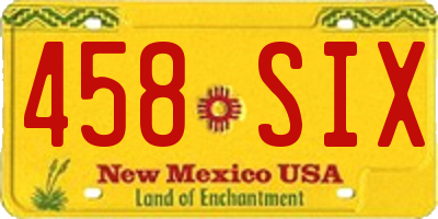 NM license plate 458SIX