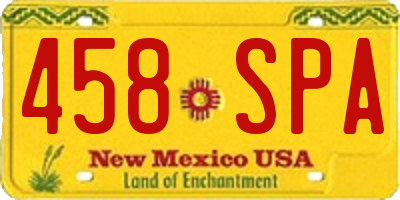 NM license plate 458SPA