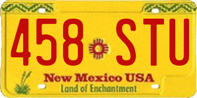 NM license plate 458STU