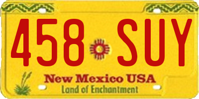 NM license plate 458SUY
