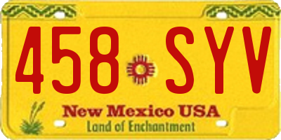 NM license plate 458SYV