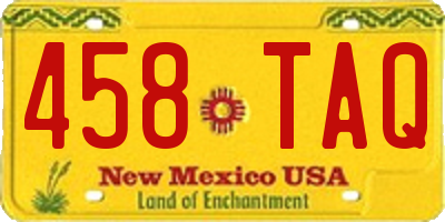 NM license plate 458TAQ