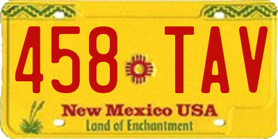 NM license plate 458TAV