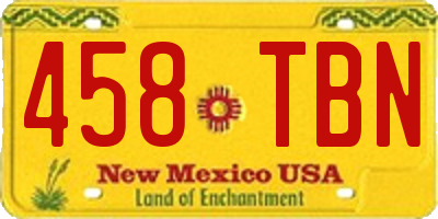 NM license plate 458TBN