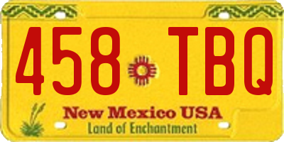 NM license plate 458TBQ