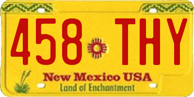 NM license plate 458THY