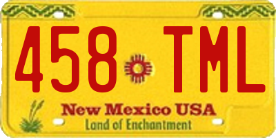 NM license plate 458TML