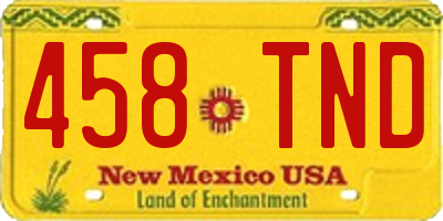 NM license plate 458TND