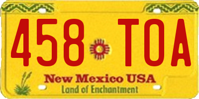 NM license plate 458TOA