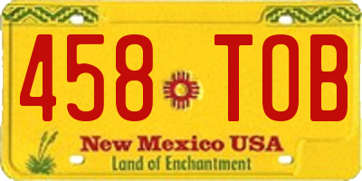 NM license plate 458TOB