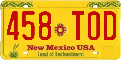 NM license plate 458TOD