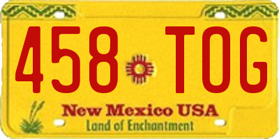 NM license plate 458TOG