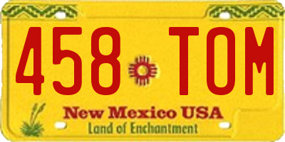 NM license plate 458TOM