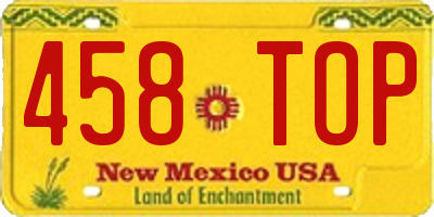 NM license plate 458TOP